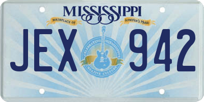 MS license plate JEX942