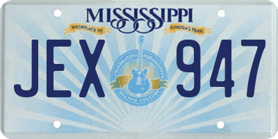MS license plate JEX947