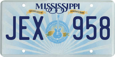 MS license plate JEX958
