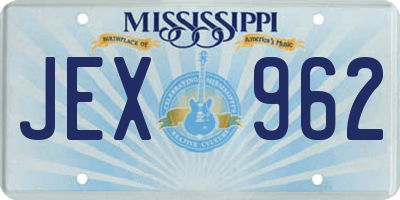 MS license plate JEX962