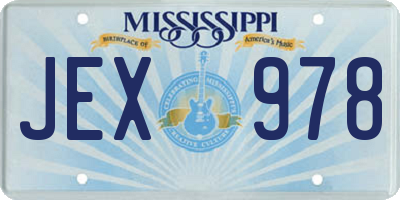 MS license plate JEX978