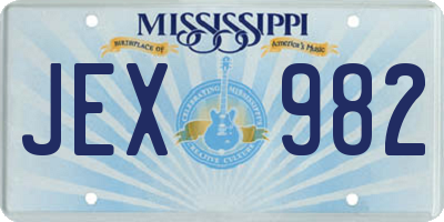 MS license plate JEX982