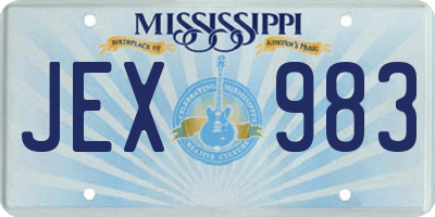 MS license plate JEX983