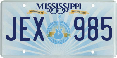 MS license plate JEX985