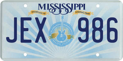 MS license plate JEX986
