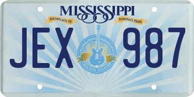 MS license plate JEX987