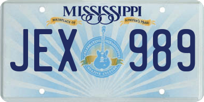 MS license plate JEX989