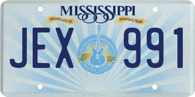 MS license plate JEX991