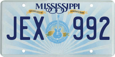 MS license plate JEX992