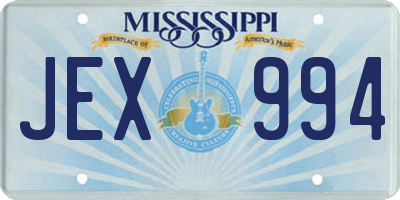 MS license plate JEX994