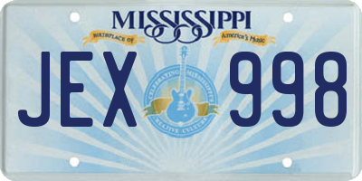 MS license plate JEX998