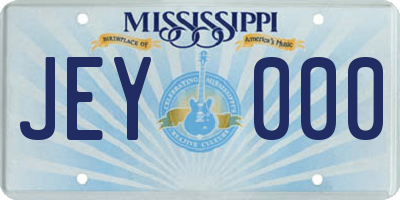 MS license plate JEY000