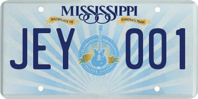 MS license plate JEY001