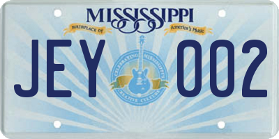 MS license plate JEY002