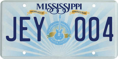 MS license plate JEY004