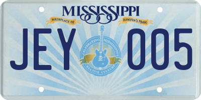 MS license plate JEY005