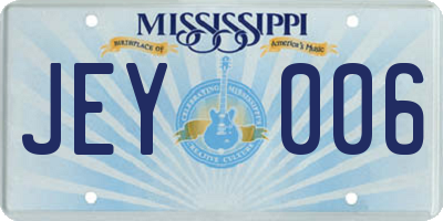 MS license plate JEY006