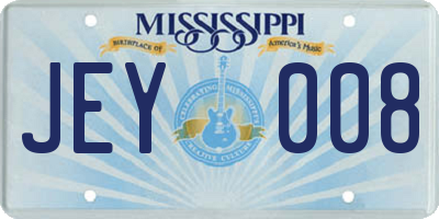 MS license plate JEY008