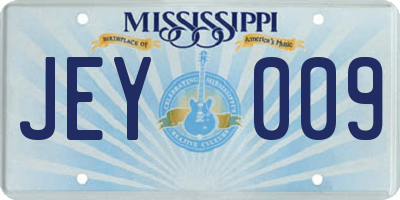 MS license plate JEY009
