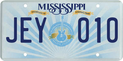 MS license plate JEY010