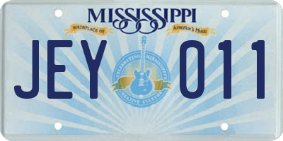 MS license plate JEY011