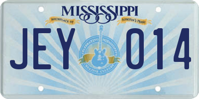 MS license plate JEY014