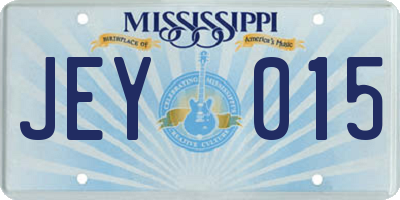 MS license plate JEY015