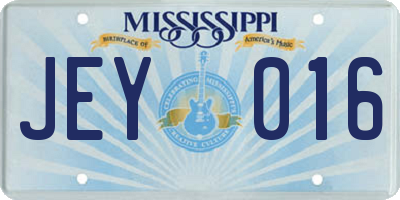 MS license plate JEY016