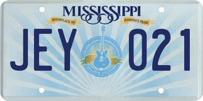 MS license plate JEY021