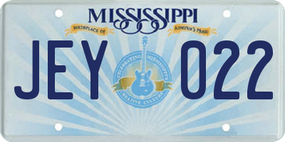 MS license plate JEY022