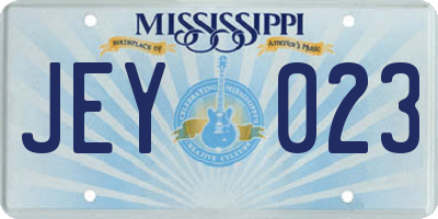 MS license plate JEY023