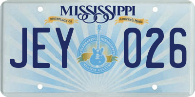 MS license plate JEY026