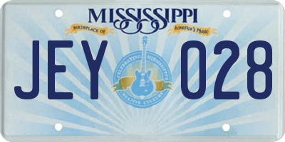 MS license plate JEY028
