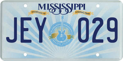 MS license plate JEY029