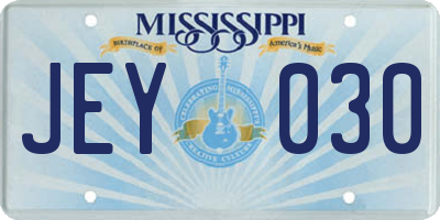 MS license plate JEY030