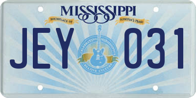 MS license plate JEY031