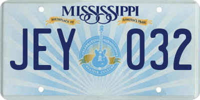 MS license plate JEY032