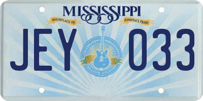 MS license plate JEY033