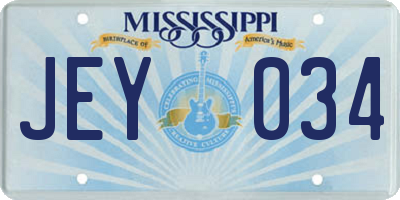 MS license plate JEY034