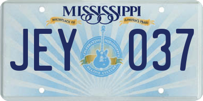 MS license plate JEY037
