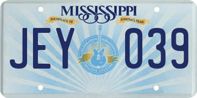MS license plate JEY039