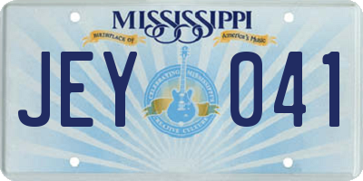 MS license plate JEY041