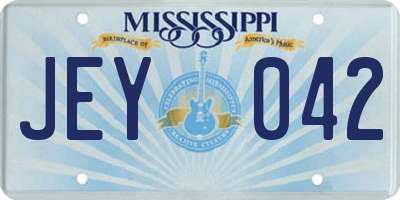 MS license plate JEY042