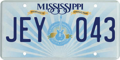 MS license plate JEY043