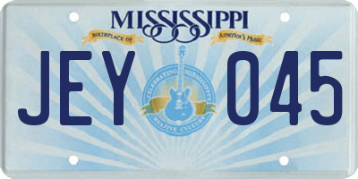 MS license plate JEY045