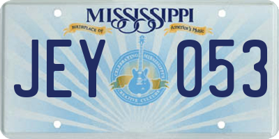 MS license plate JEY053