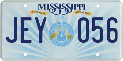 MS license plate JEY056