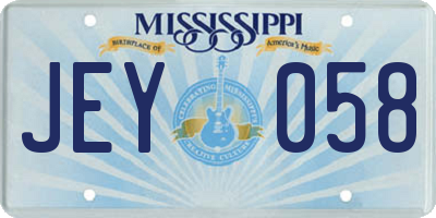 MS license plate JEY058