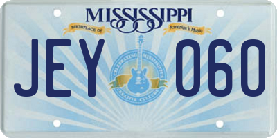 MS license plate JEY060