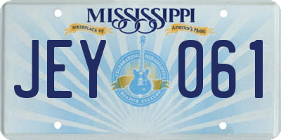 MS license plate JEY061